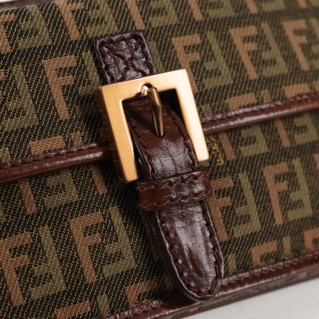 FENDI zucchino canvas pouch khaki