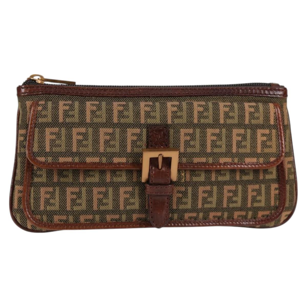 FENDI zucchino canvas pouch khaki