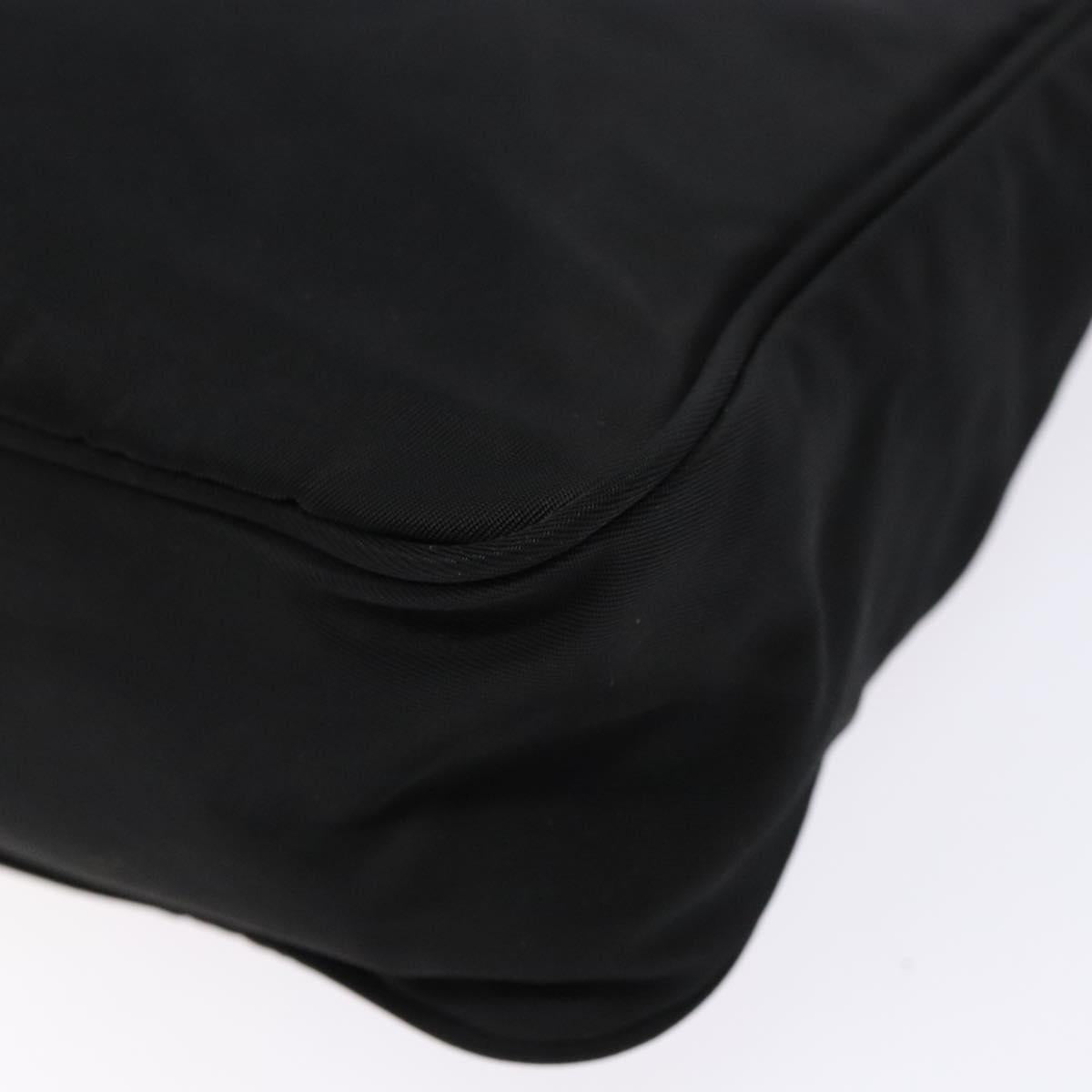 PRADA hand bag nylon black silver