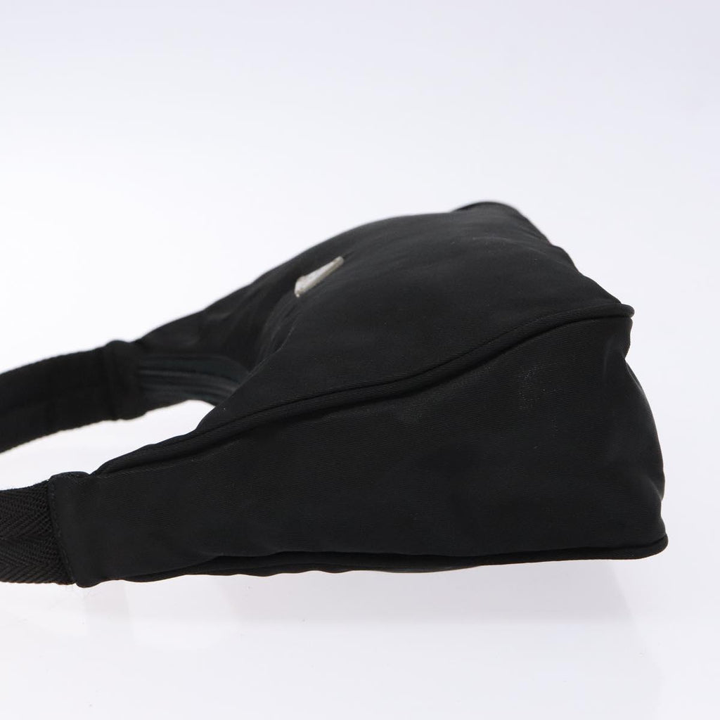 PRADA hand bag nylon black silver