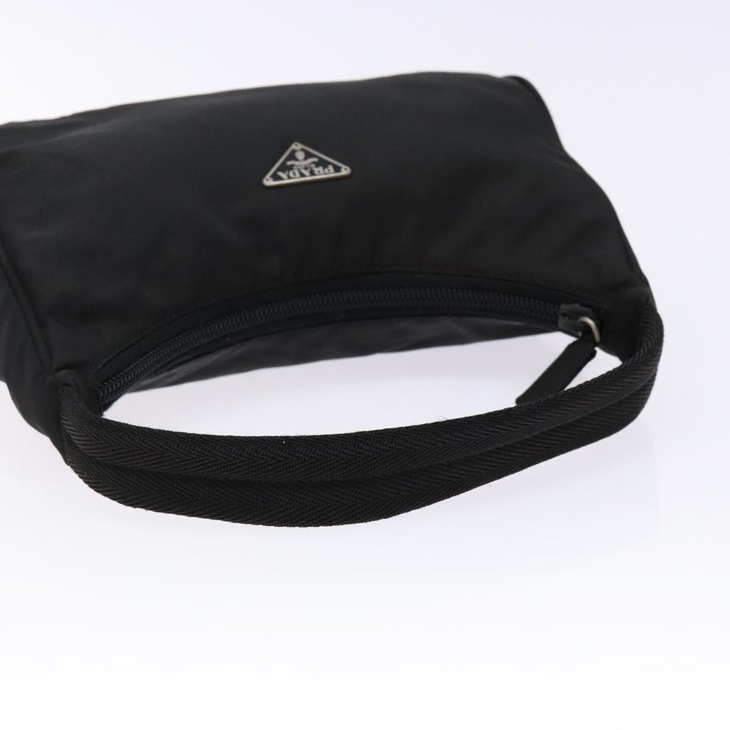 PRADA hand bag nylon black silver