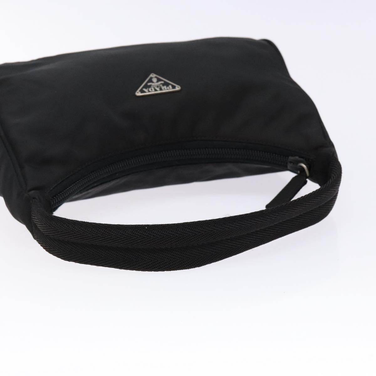 PRADA hand bag nylon black silver
