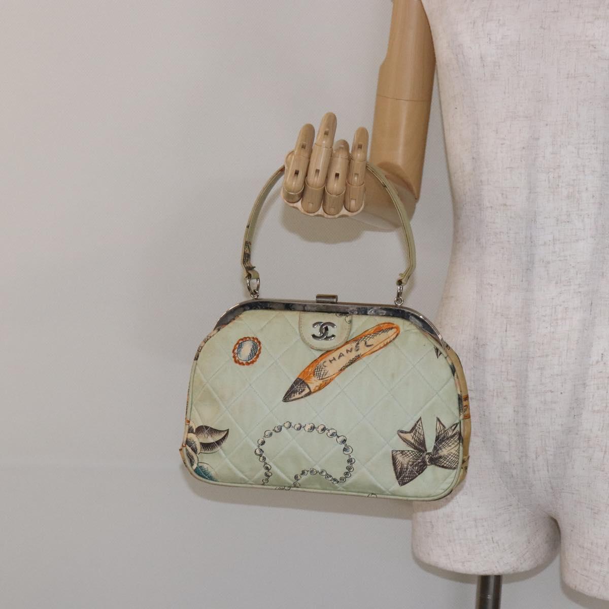 CHANEL matelasse hand bag canvas
