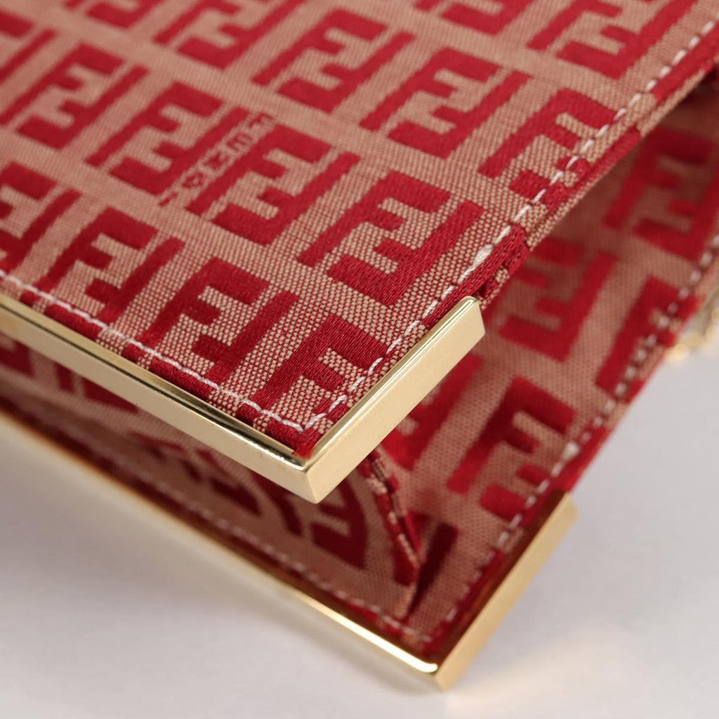 FENDI zucchino canvas chain shoulder bag