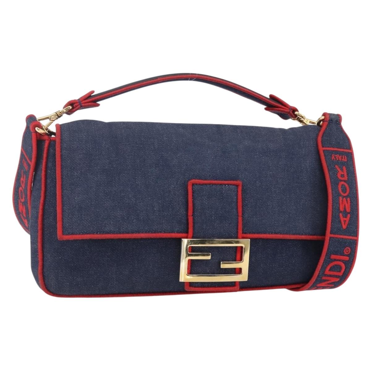 FENDI mamma baguette shoulder bag denim 2way