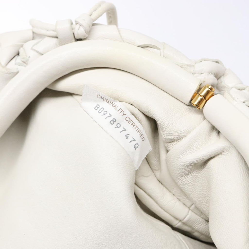 BOTTEGA VENETA intrecciato white leather mini pouch