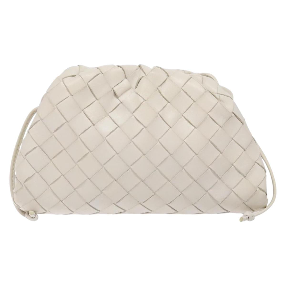BOTTEGA VENETA intrecciato white leather mini pouch